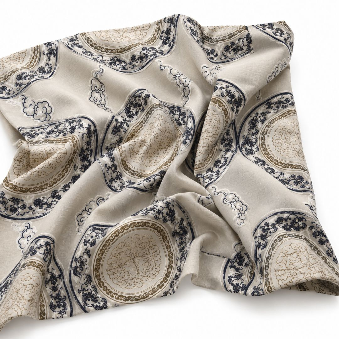 Luxury Medallion & Cloud Print Upholstery Fabric