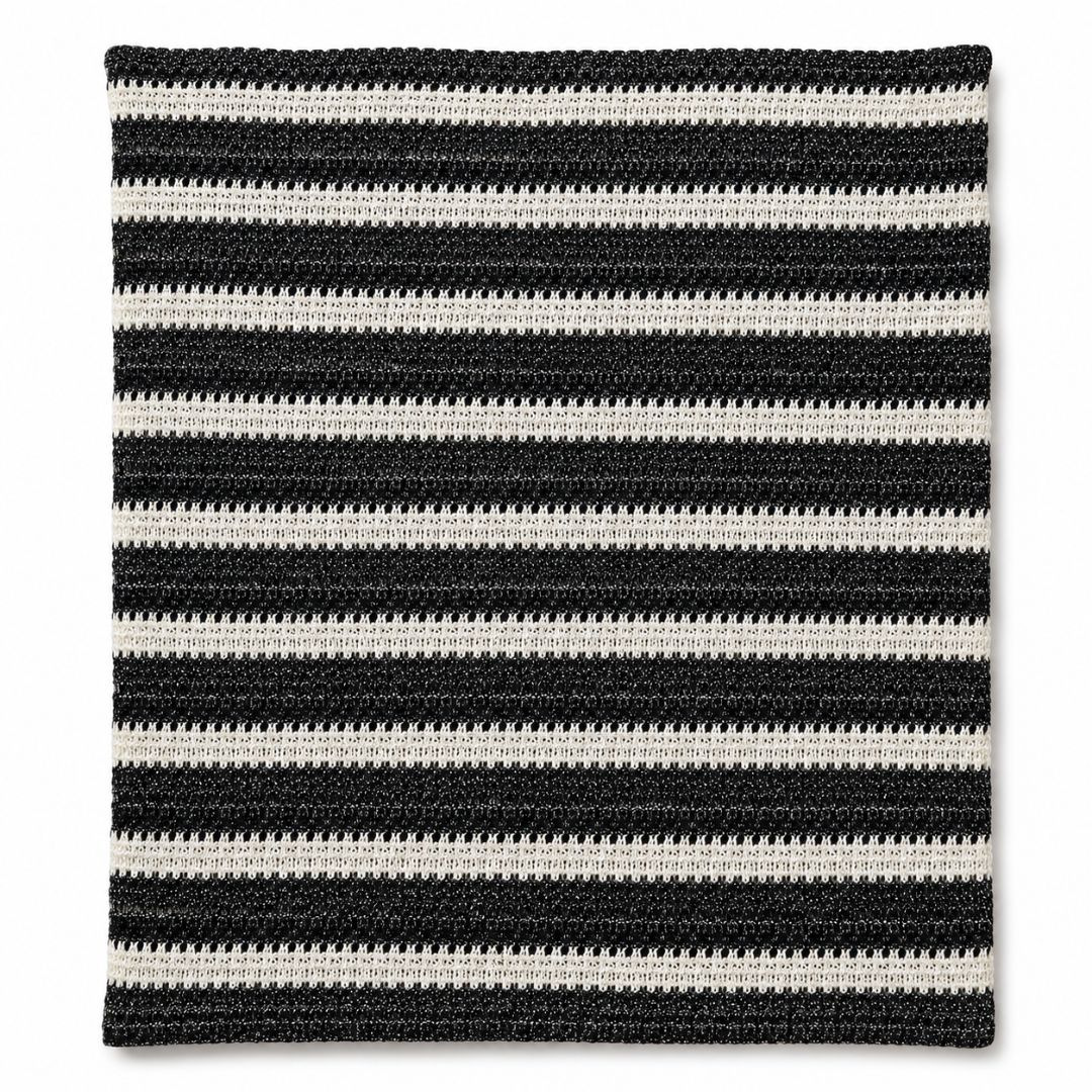 Midnight Ivory Horizon Striped Net Material