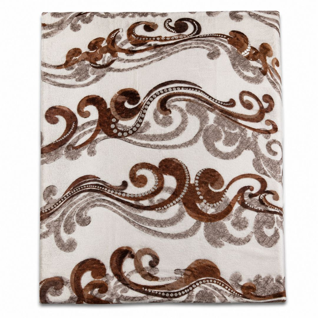 Ivory Mocha Scroll Luxe upholstery Fabric