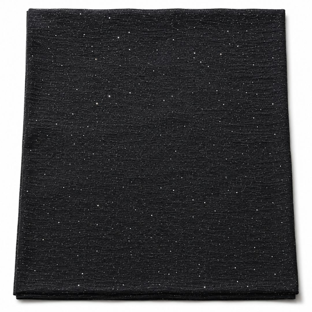 Black Glitter Shimmer Damask Fabric