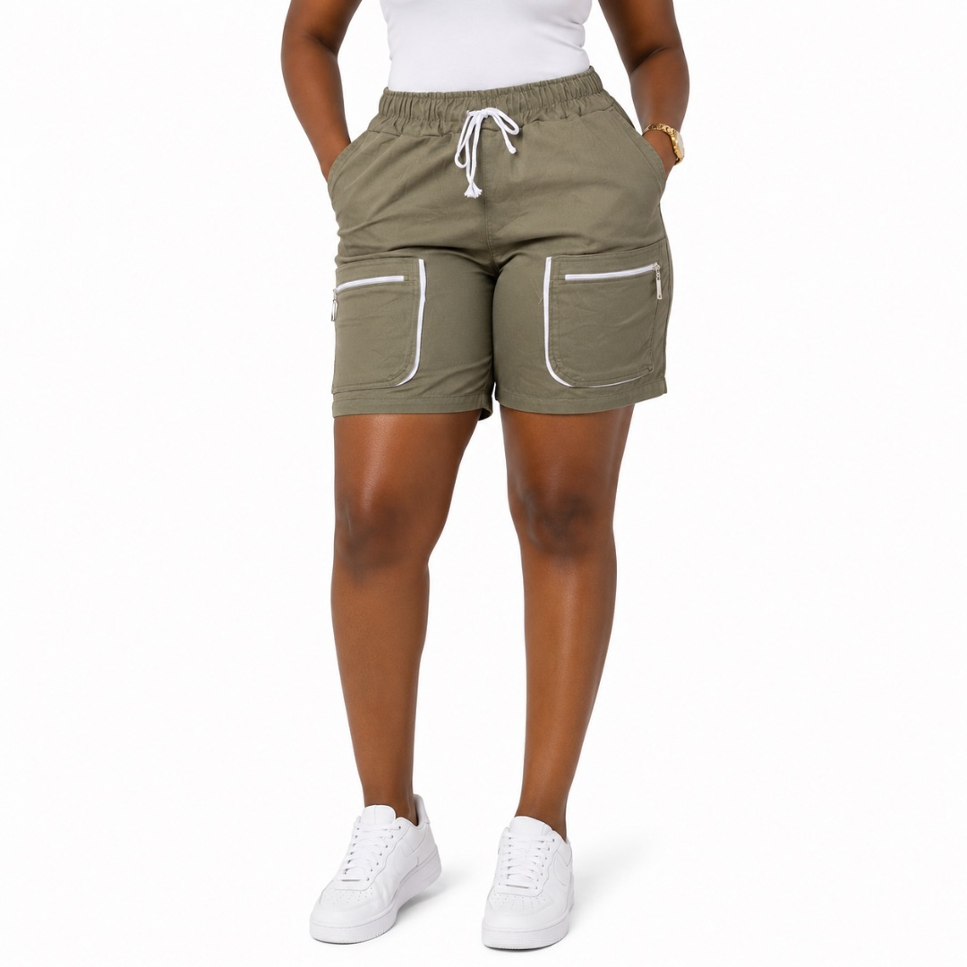 Premium Olive Green Cargo Pocket Shorts