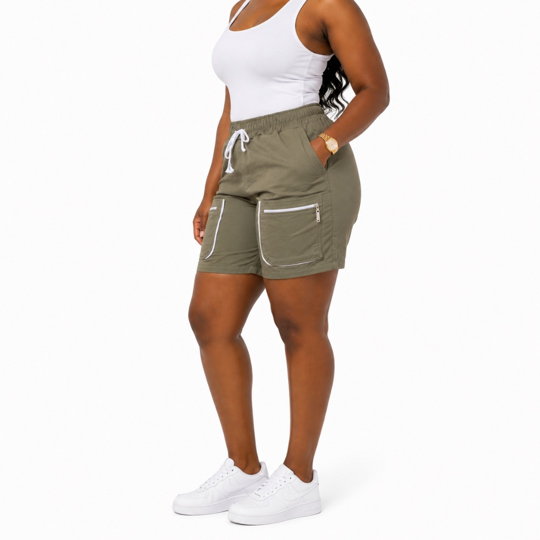 Premium Olive Green Cargo Pocket Shorts