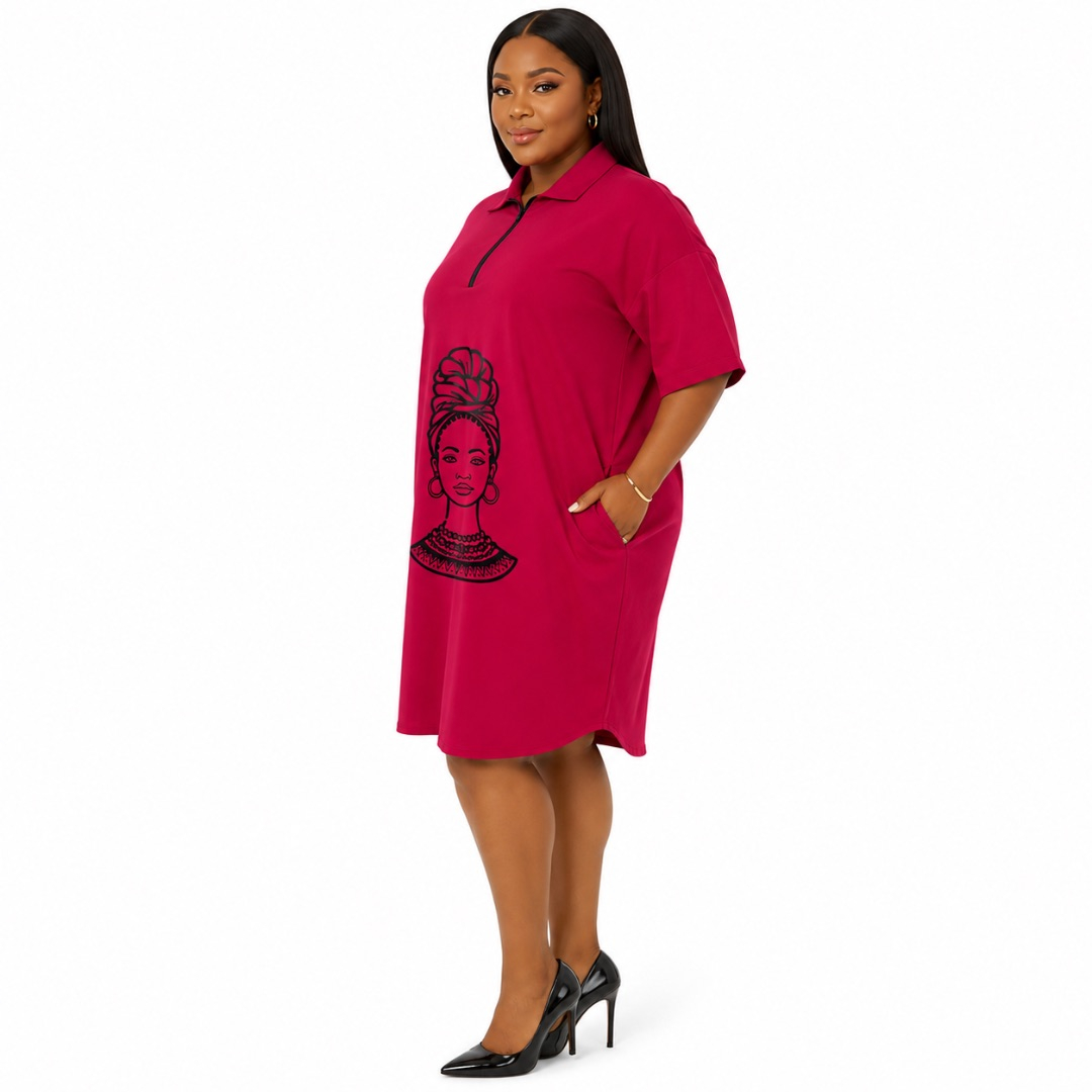 Womens Premium Fuchsia Graphic Print Midi Dress