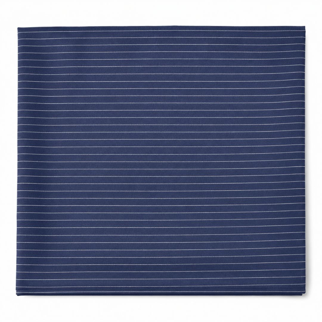 Premium Navy Blue Pinstripe Senator material