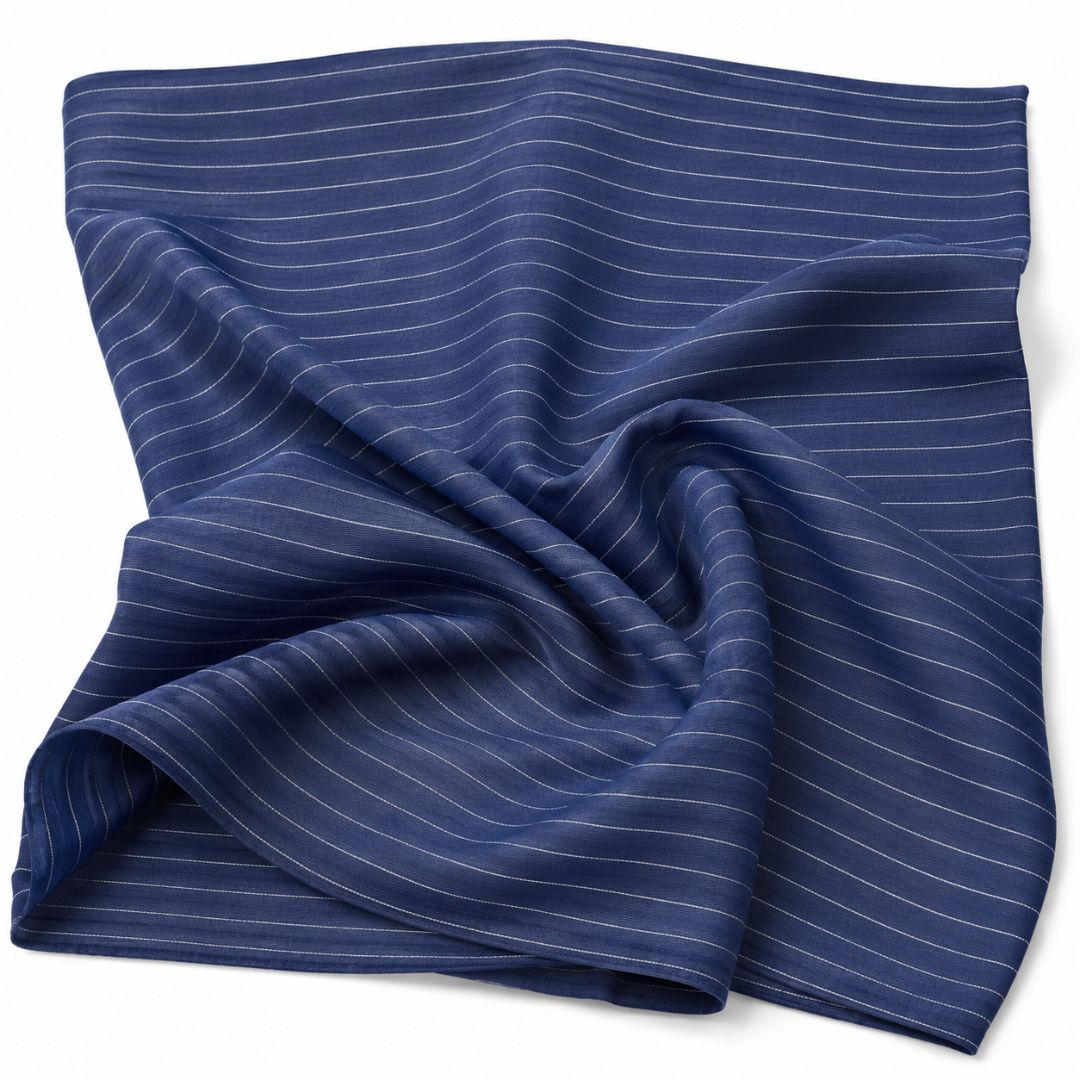 Premium Navy Blue Pinstripe Senator material