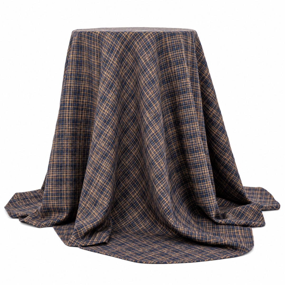 Premium Navy Blue Checkered Jacquard Stock Fabric Material