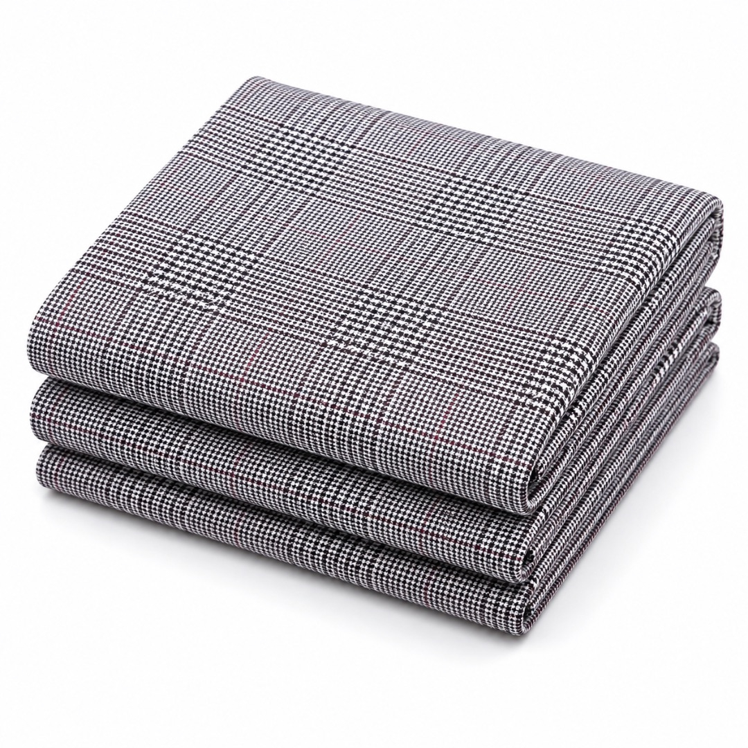 Premium Black and White Glen Plaid Stock Fabric Material
