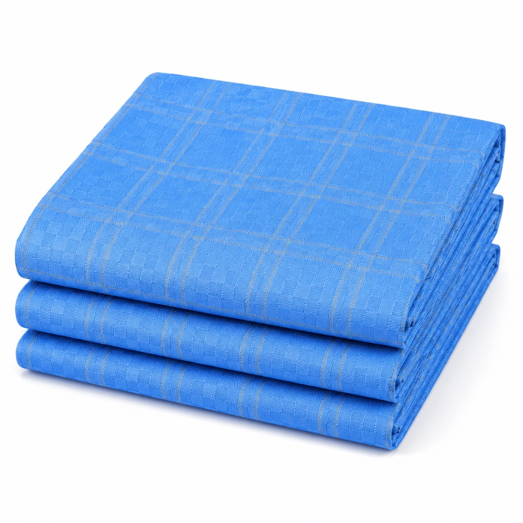 Premium Sky Blue Basket Weave Jacquard Stock Fabric Material