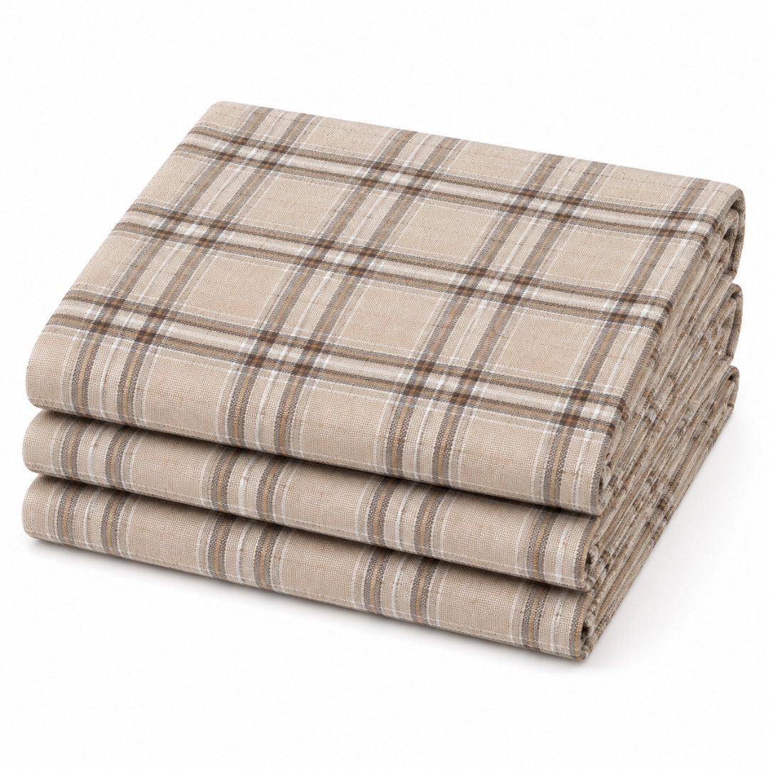 Premium Beige Windowpane Check Stock Fabric Material