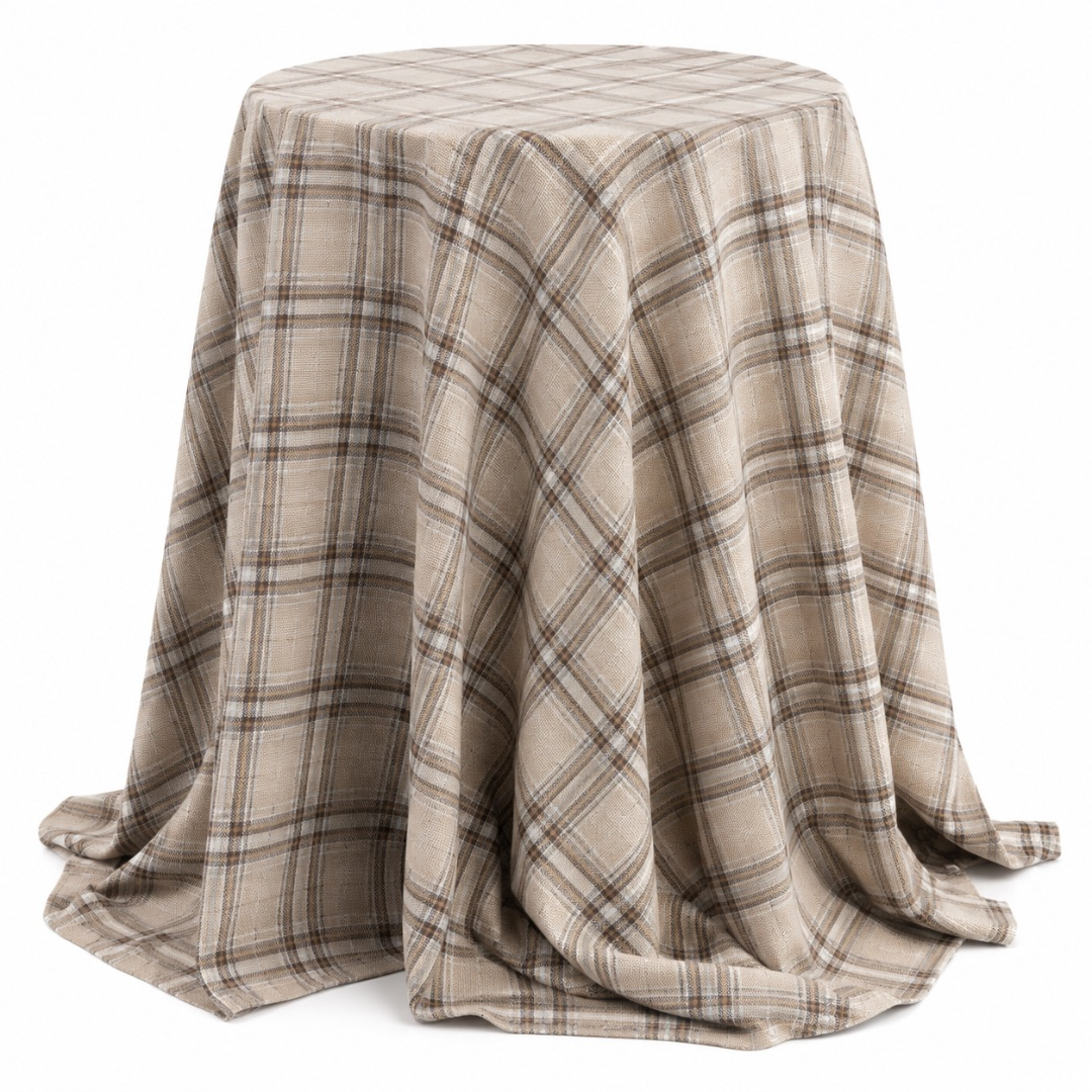 Premium Beige Windowpane Check Stock Fabric Material