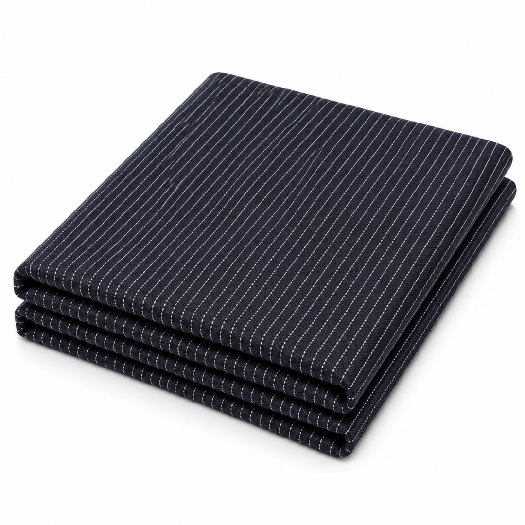 Premium Black Pinstripe Stock Fabric Material