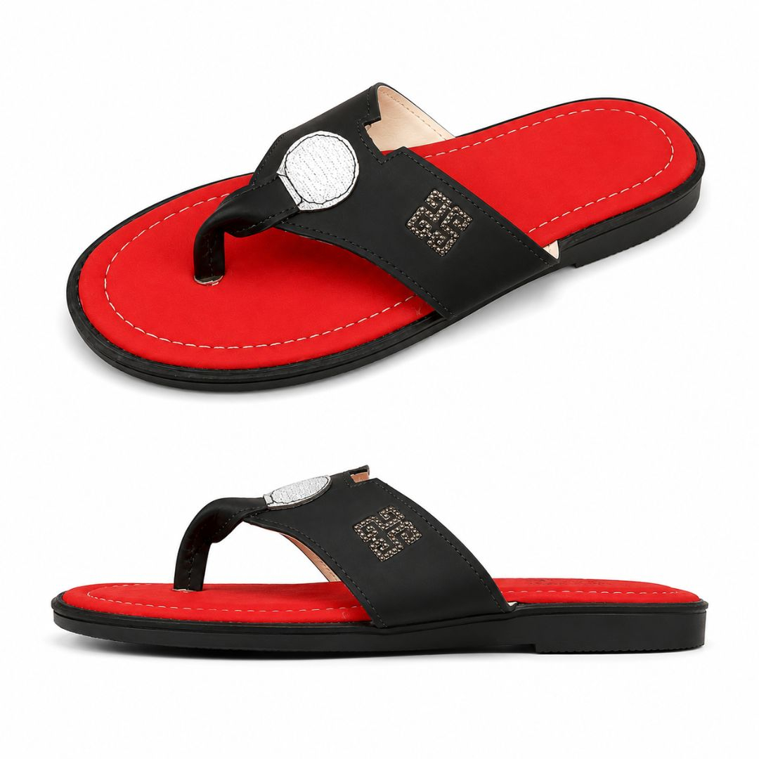 Womens Fashion Toe Loop Flat Slide Sandals