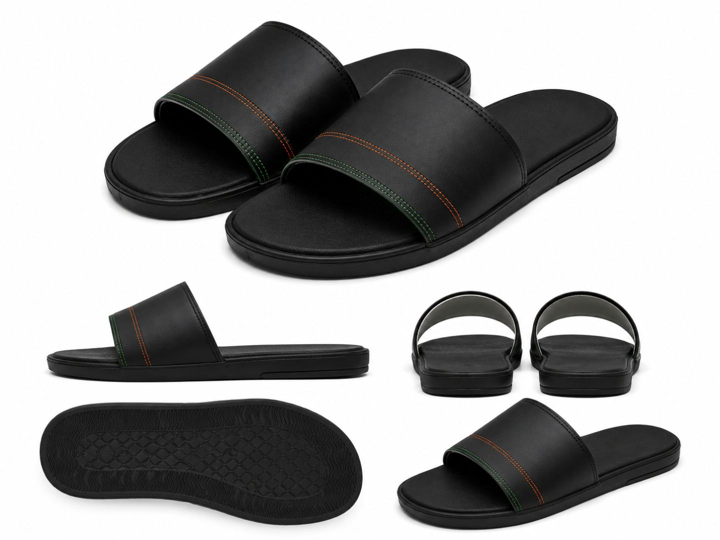 Unisex Casual Single Strap Slide Black Sandals