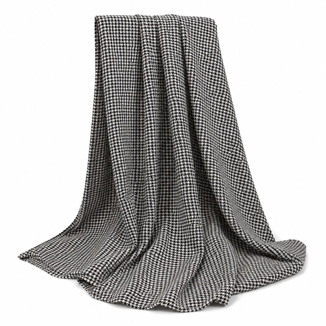 Premium Black and White Check Fabric Material