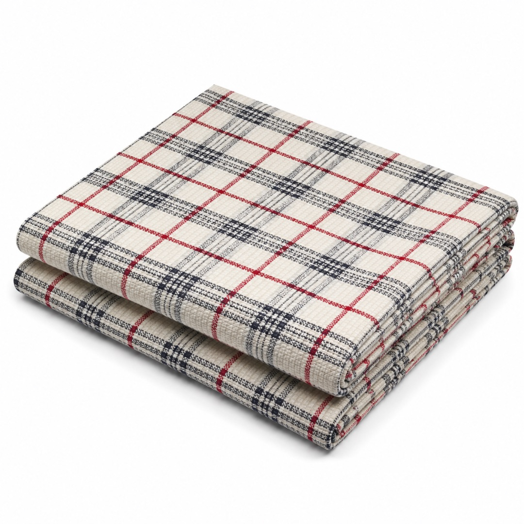 Premium Cream Multi Stripe Check Fabric