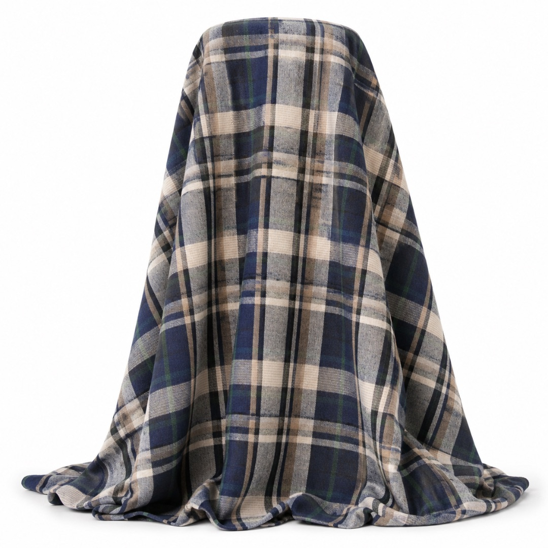 Premium Navy Multi Color Check Fabric