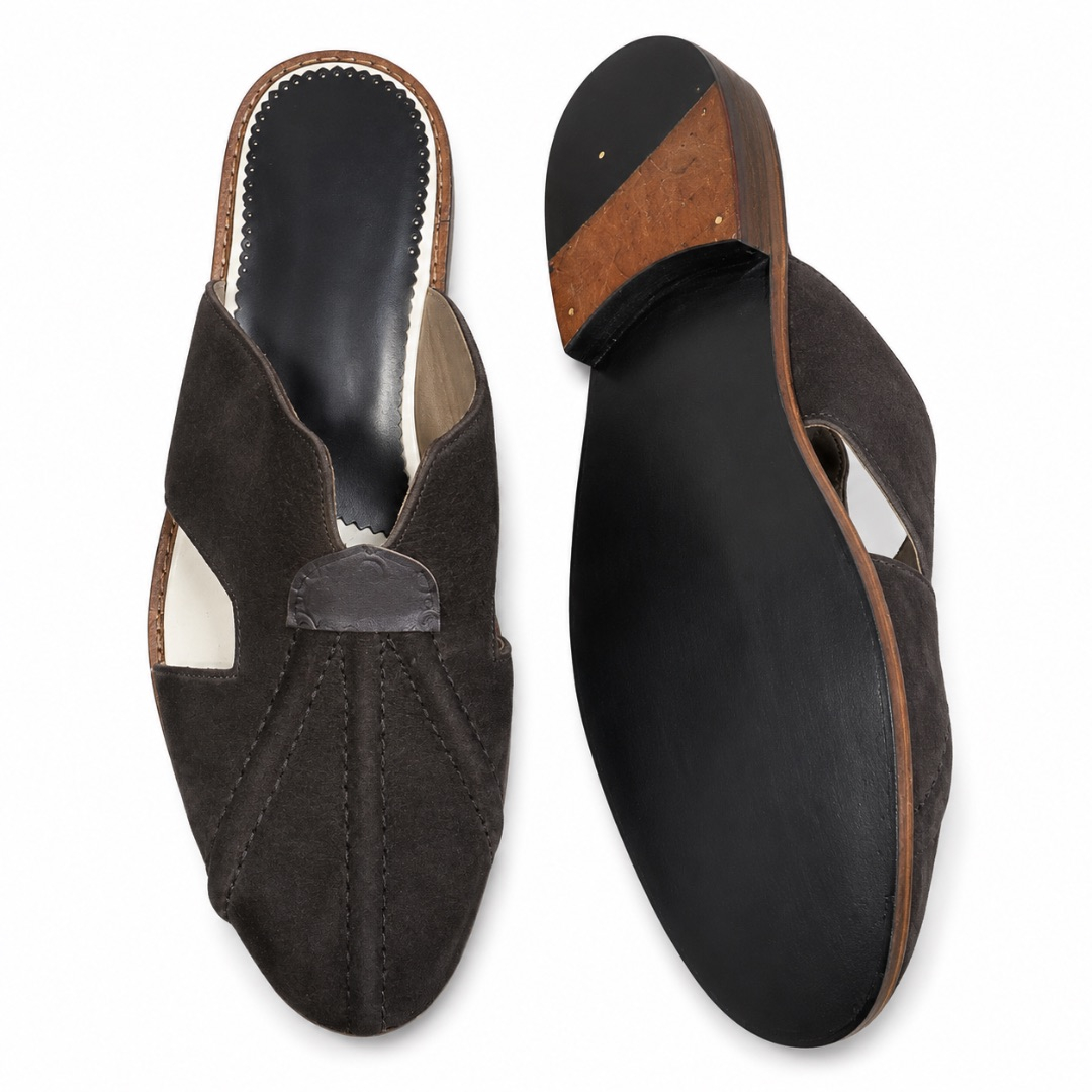 Men Open Back Suede Mule Loafers