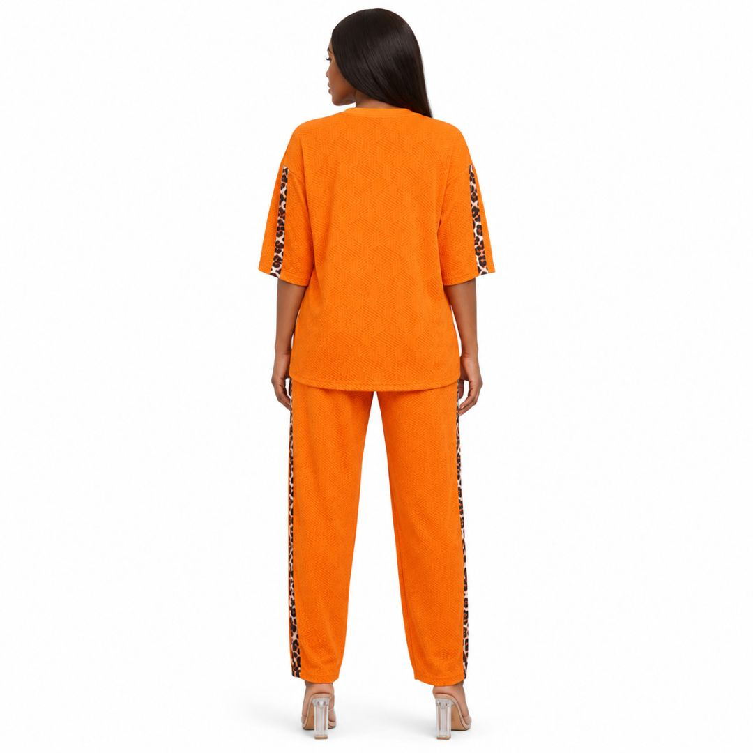 Womens Textured TwoPiece Lounge Set  Orange