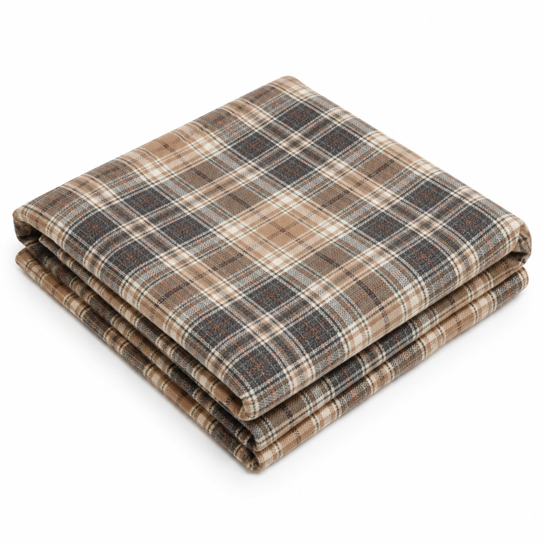 Premium Plaid Stock Suiting Fabric    Brown Multi Check