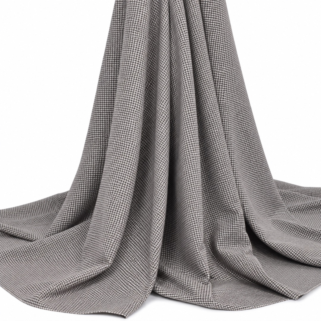 Premium Houndstooth Stock Suiting Fabric    Charcoal Grey