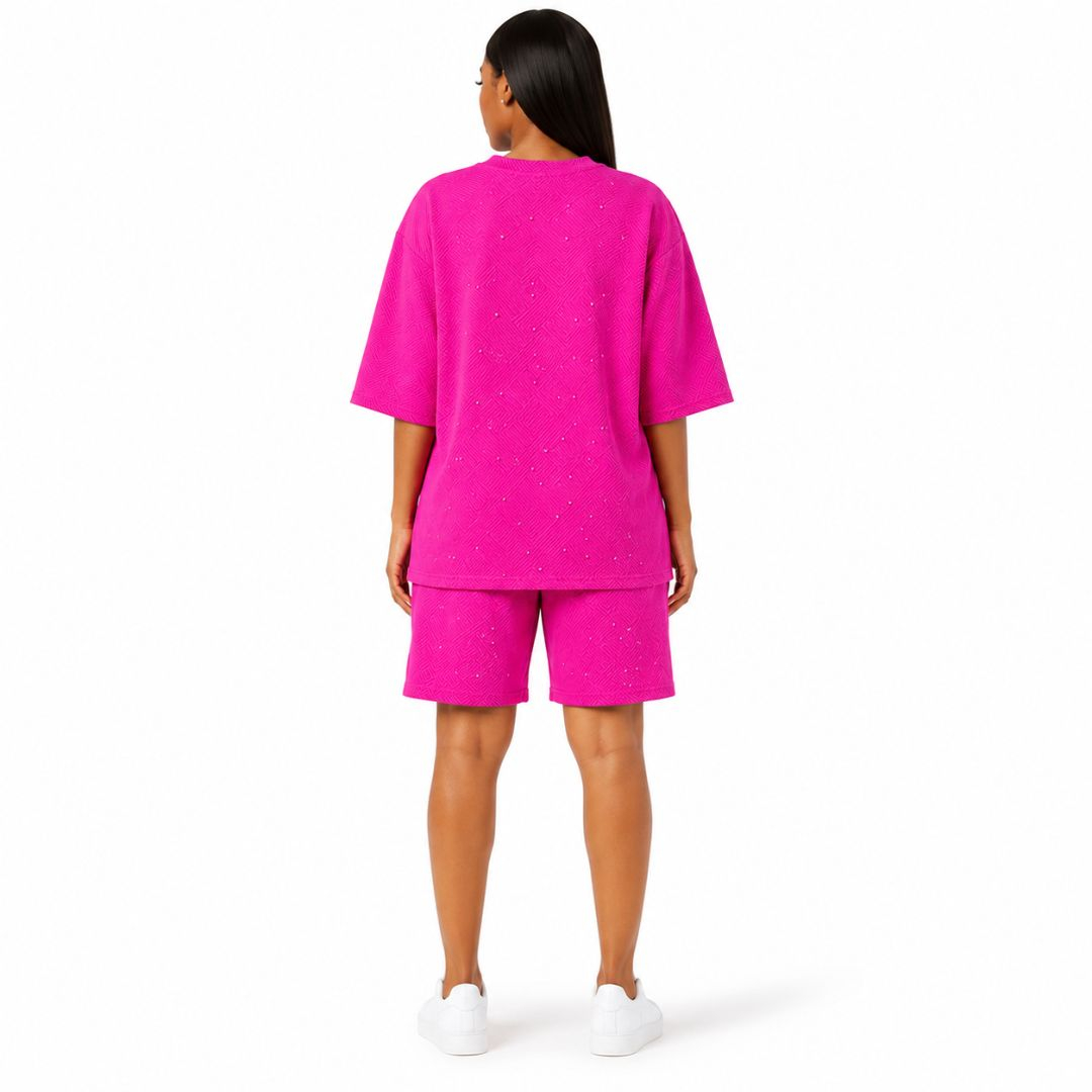 Women Textured Two Piece Shorts Set