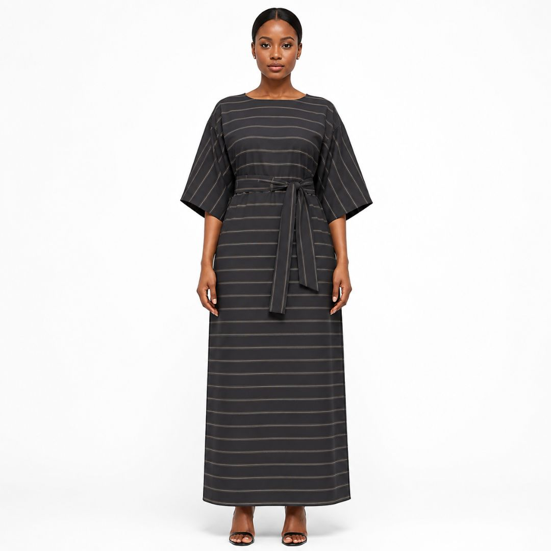 Tesil Black Pinstripe Fabric
