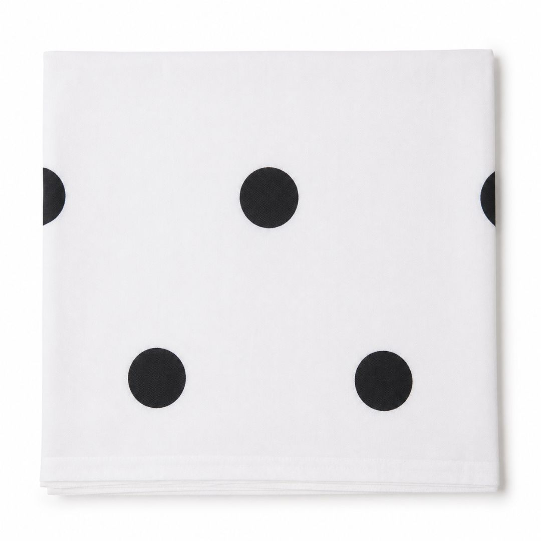 White & Black Polka Dot Crepe Fabric