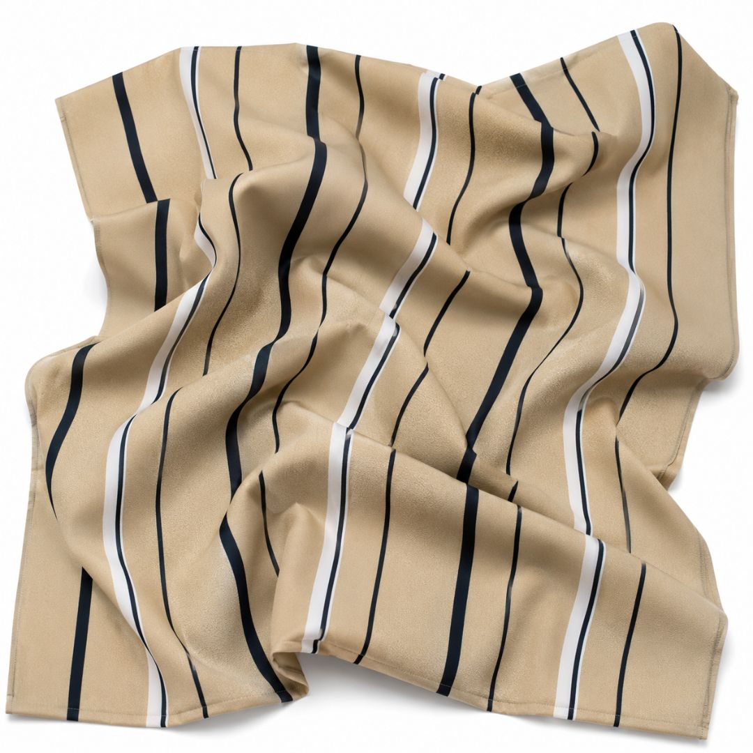 Beige Italian pigal Striped Polyester Fabric for Dresses & Fashion Wear