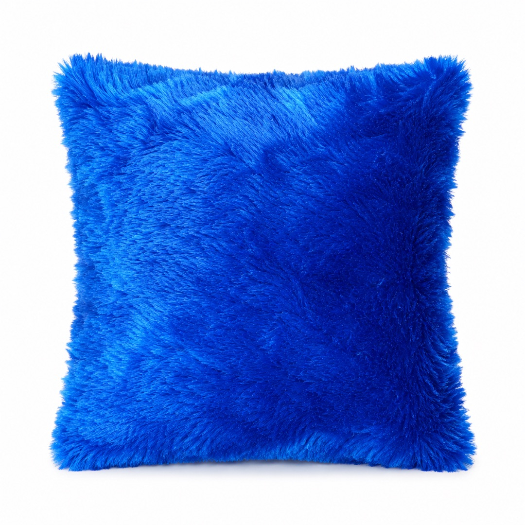 Luxury Royal Blue Faux Fur Throw Pillow