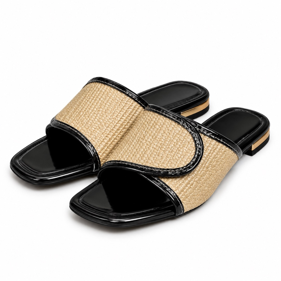 Woven Strap Flat Slide Sandals for Women