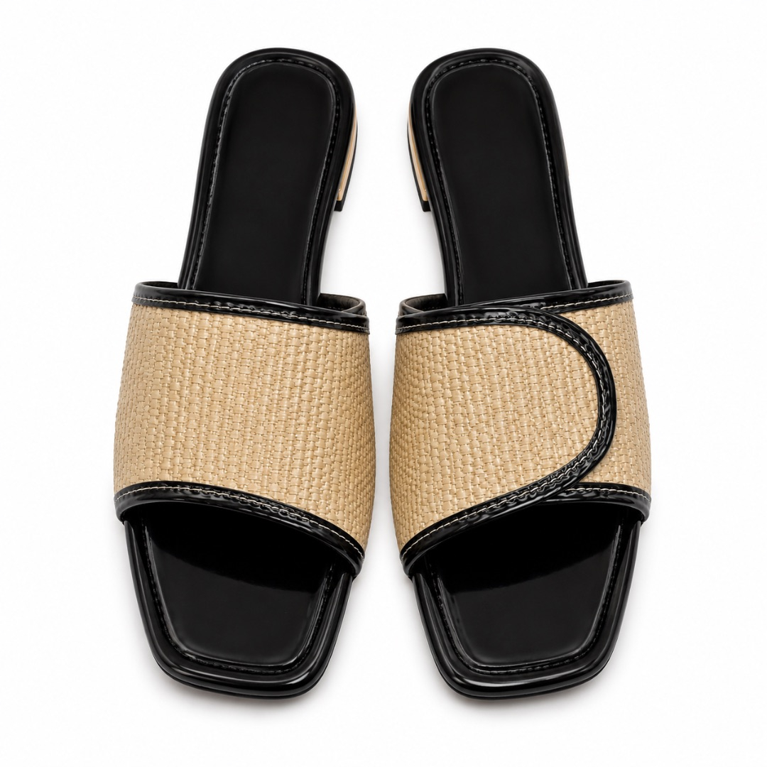 Woven Strap Flat Slide Sandals for Women