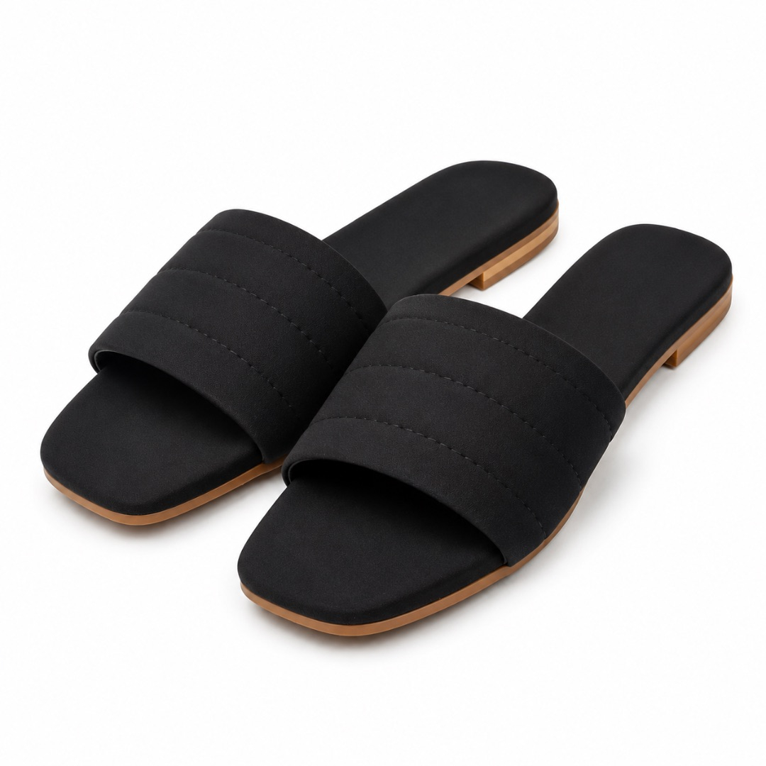 Embellished Flat Slide Sandals for WomenEmbellished Flat Slide Sandals for Women