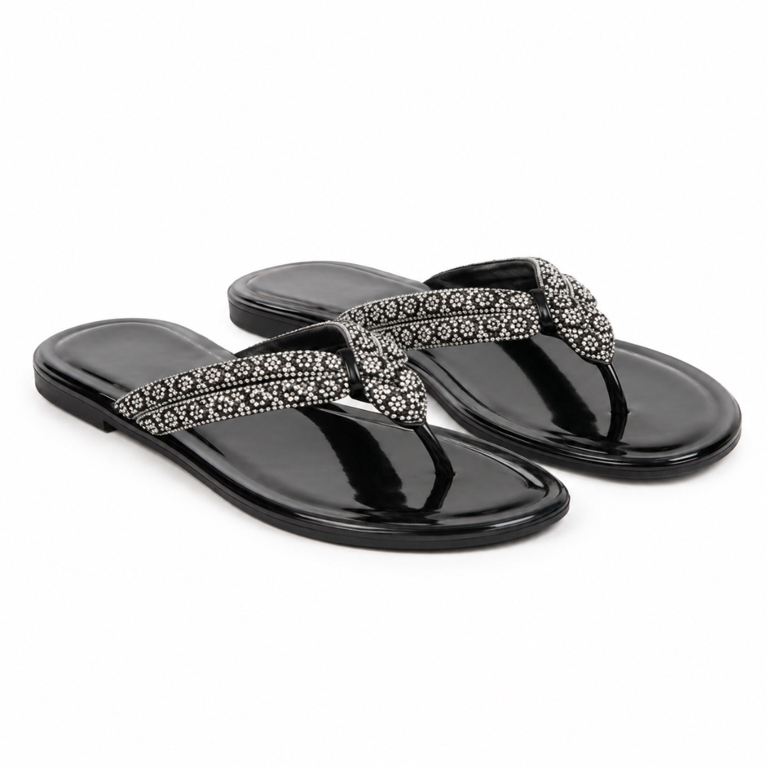 Rhinestone Strap Flat Slip On Sandals for Women