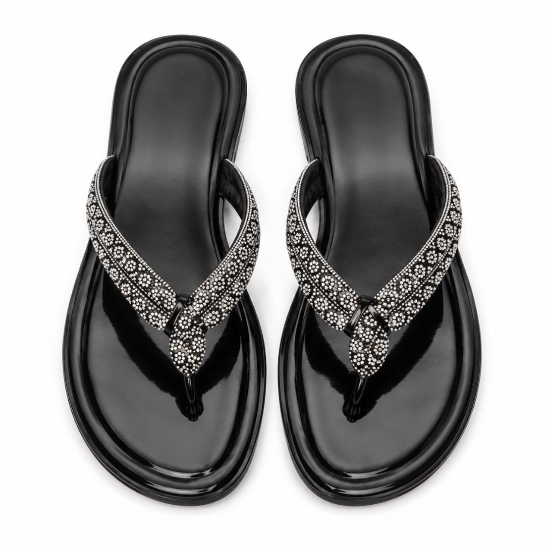 Rhinestone Strap Flat Slip On Sandals for Women