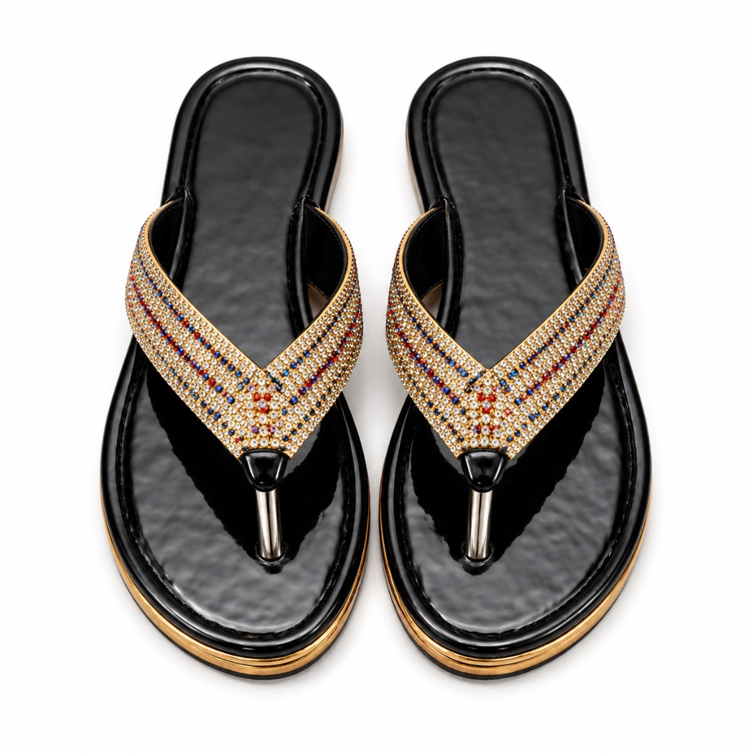 Women Sparkle Strap Flat Thong Sandals