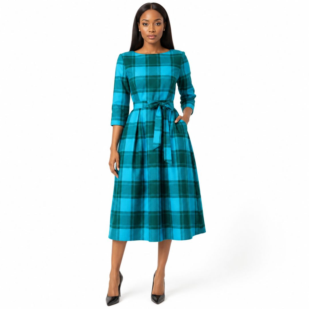 Blue Check Virgin Wool Fabric for Suits, Blazers & Luxury Tailoring