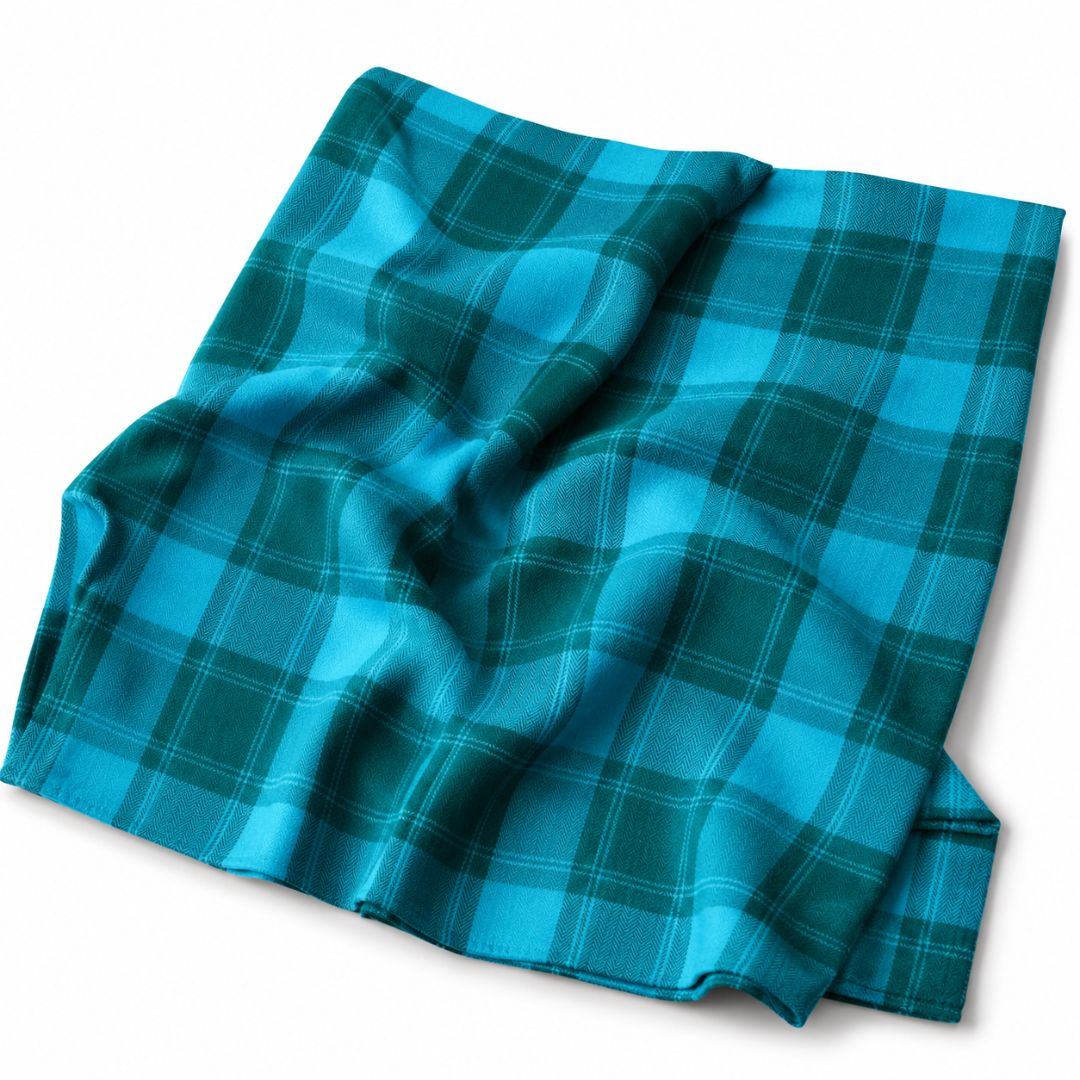 Blue Check Virgin Wool Fabric for Suits, Blazers & Luxury Tailoring
