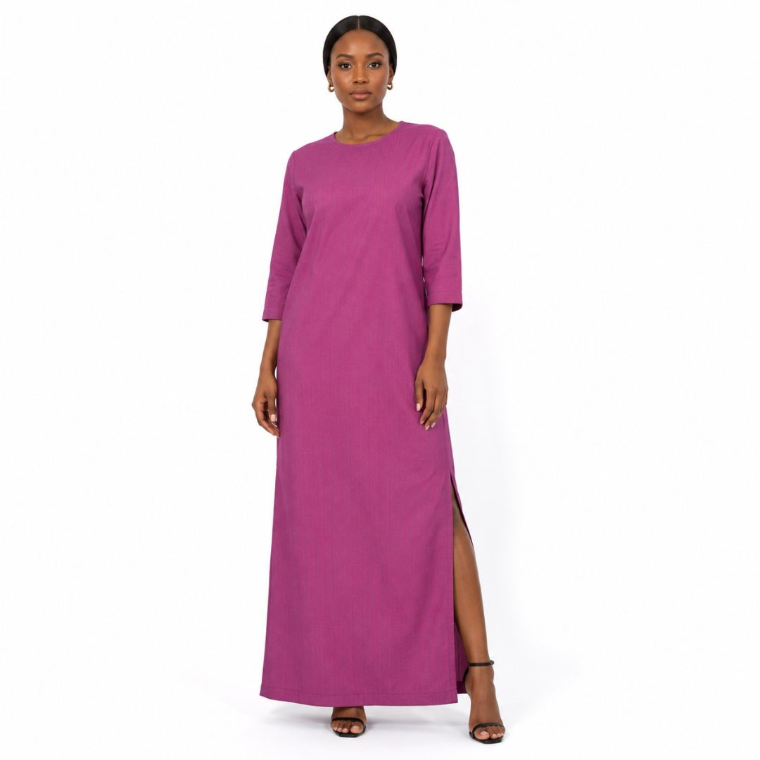Purple Pinstripe Virgin Wool Fabric
