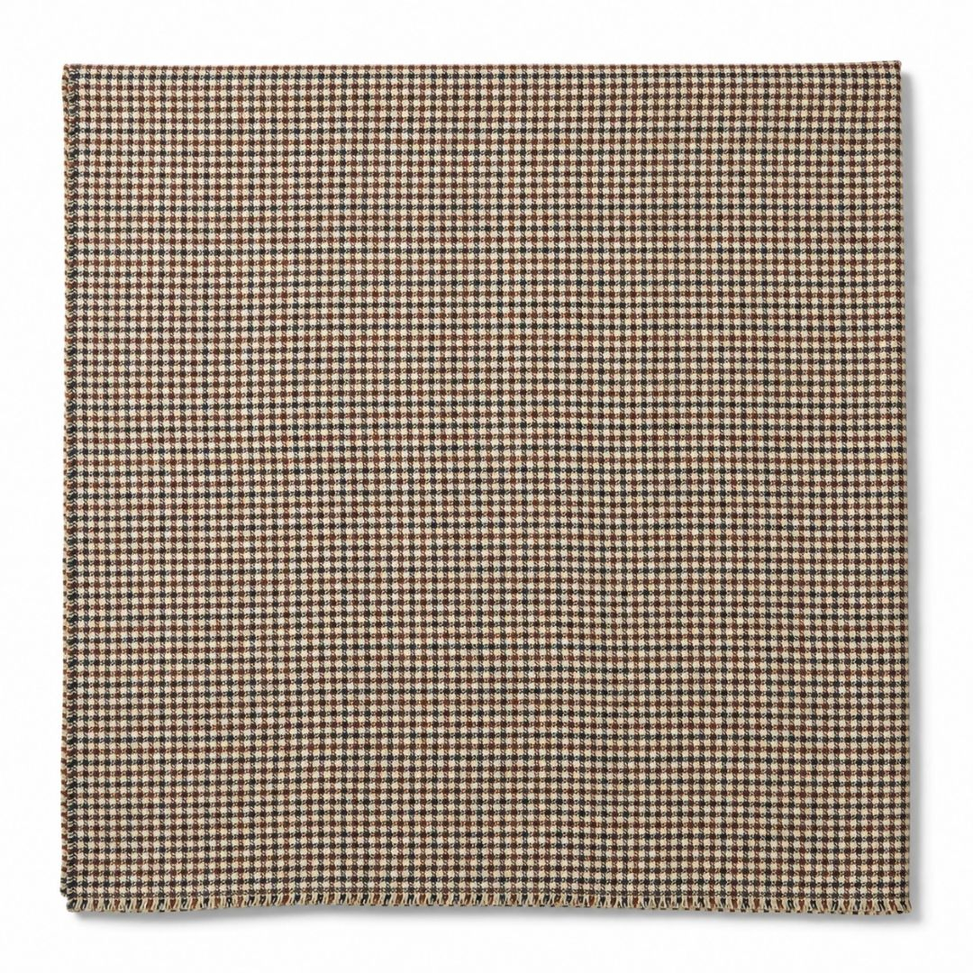 Brown Glen Check Virgin Wool Fabric for Suits, Blazers & Luxury Tailoring