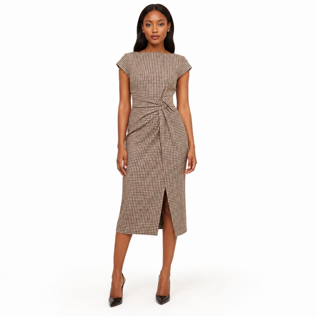 Brown Glen Check Virgin Wool Fabric for Suits, Blazers & Luxury Tailoring