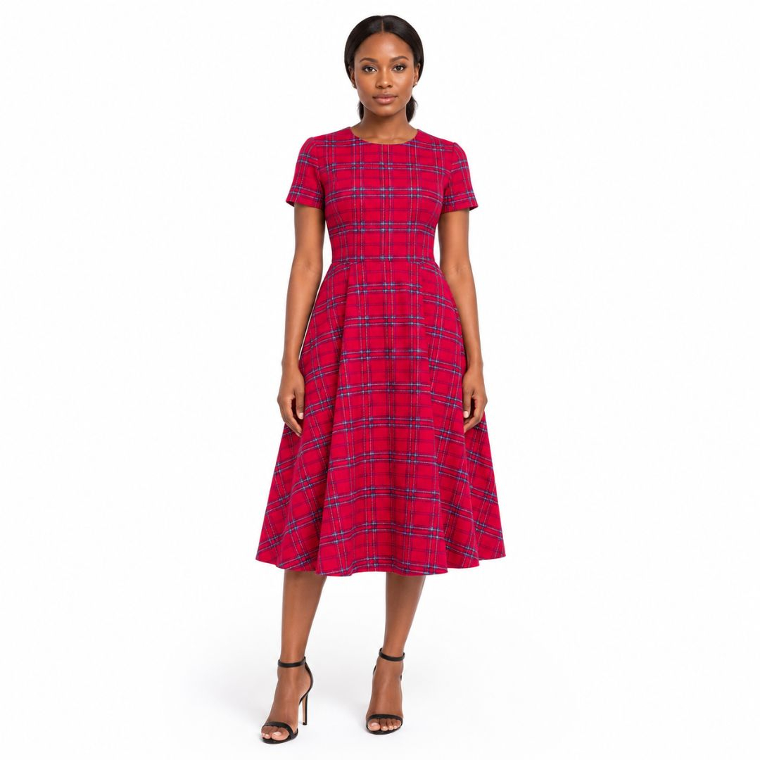 Red Tartan Check Virgin Wool Fabric