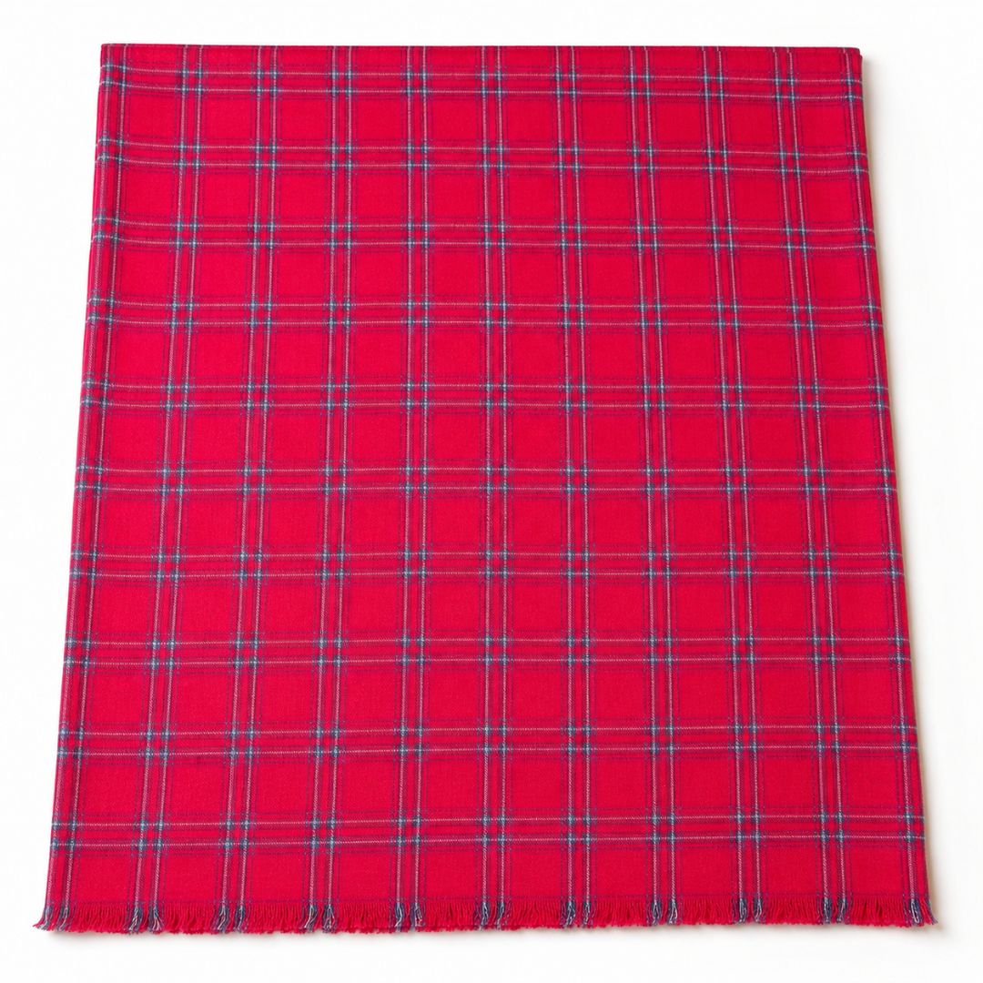 Red Tartan Check Virgin Wool Fabric