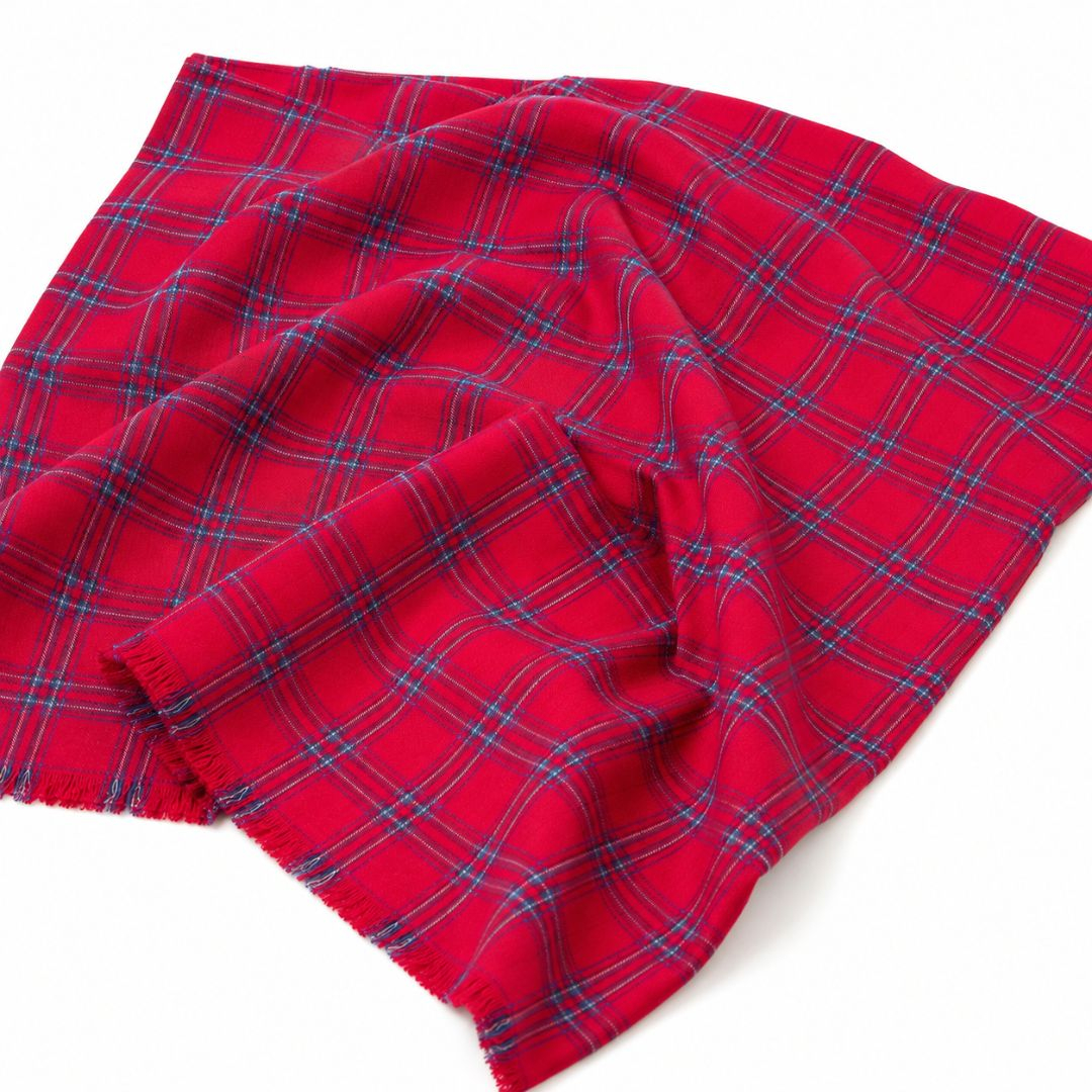 Red Tartan Check Virgin Wool Fabric