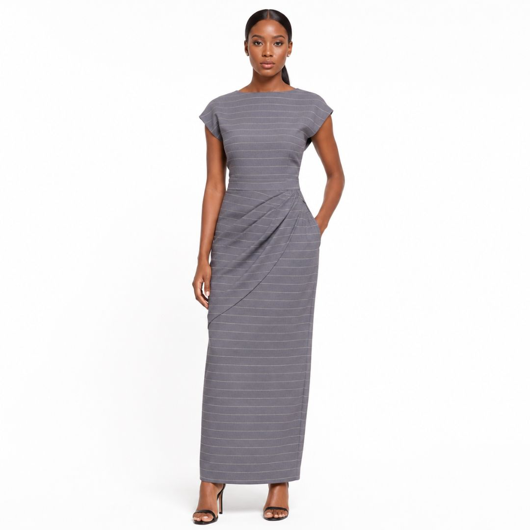Charcoal Pinstripe Virgin Wool Fabric