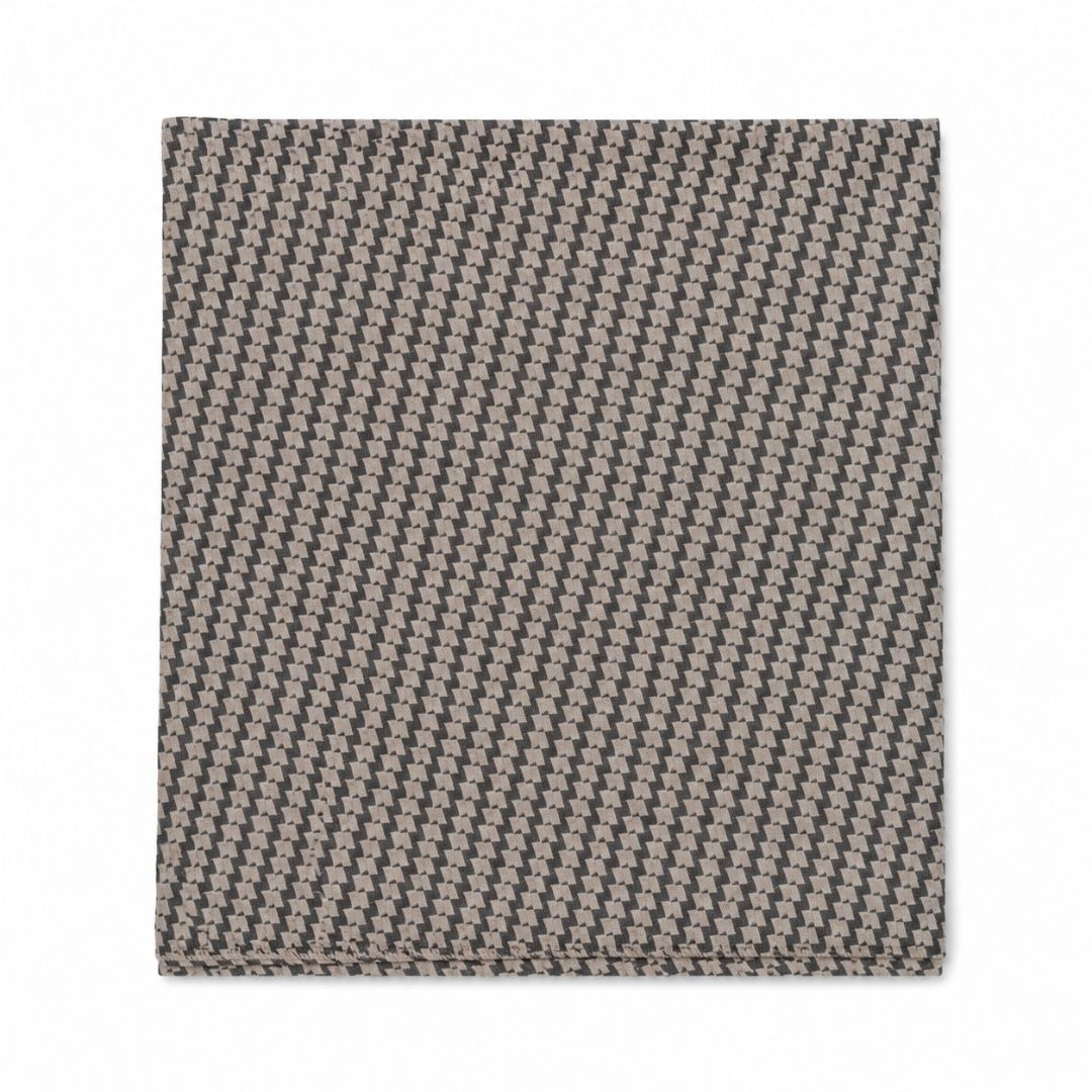 Black & Beige Geometric Virgin Wool Fabric