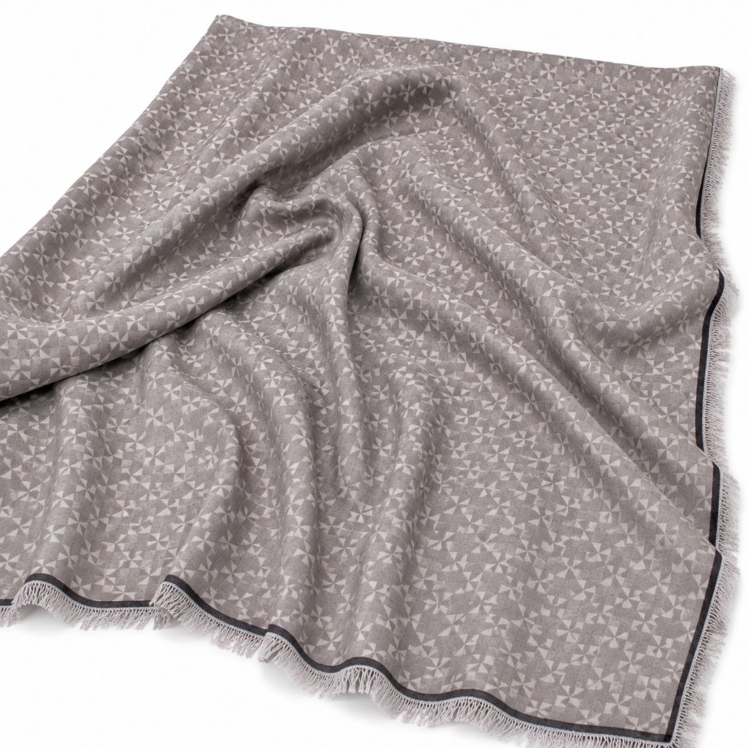 Grey Geometric Damask Suit Fabric