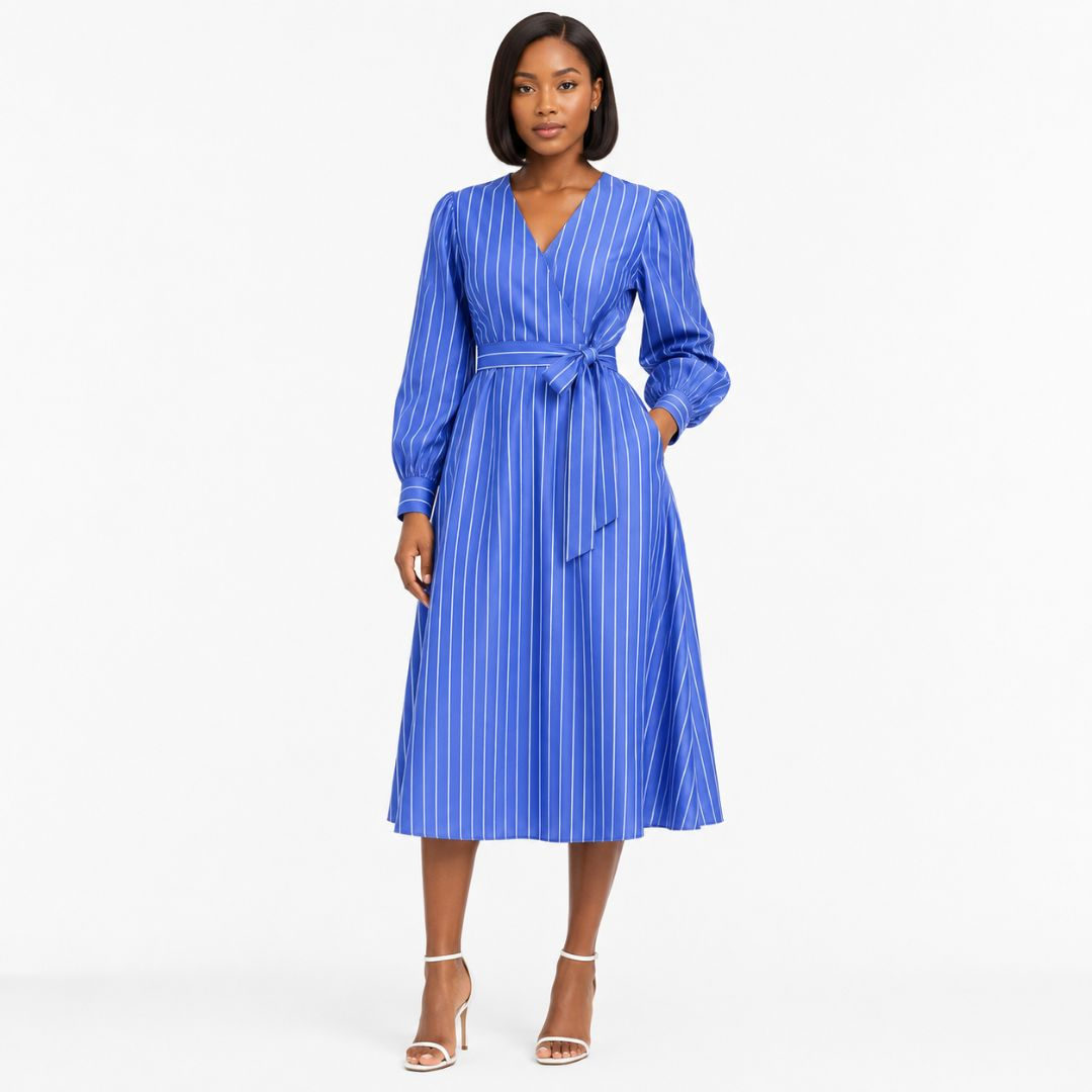 Royal Blue Pinstripe Suiting Fabric
