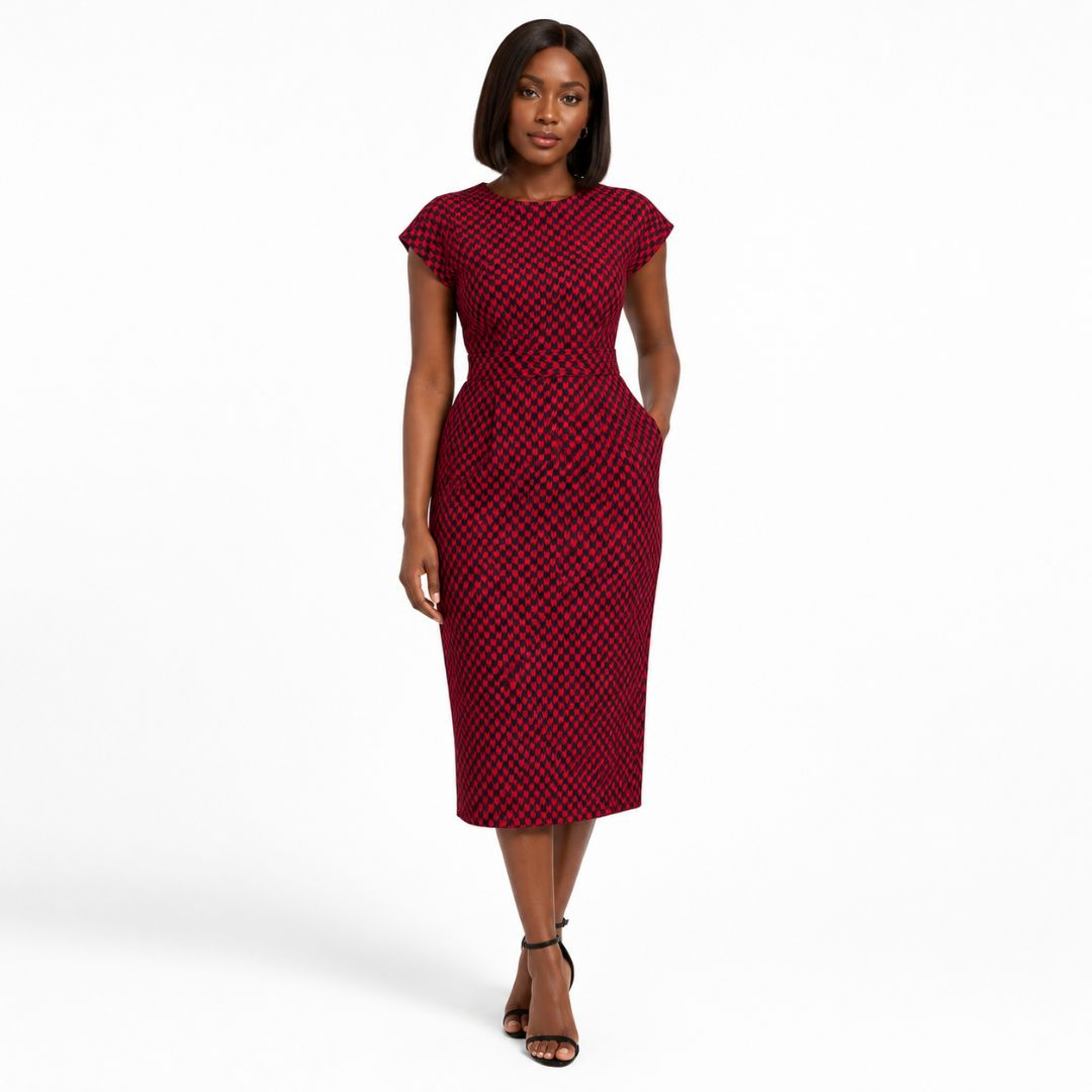 Crimson Houndstooth Fabric