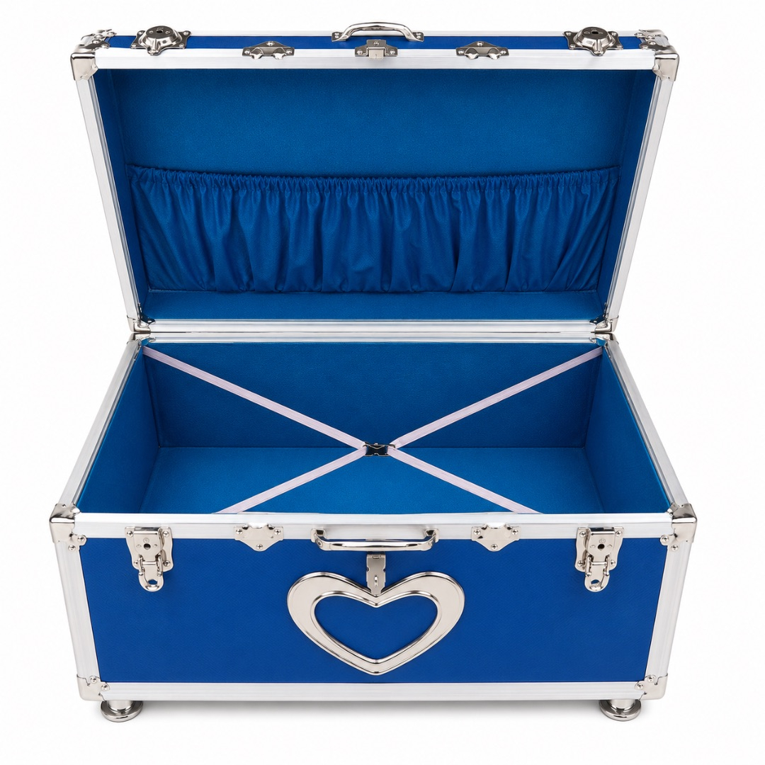 Premium Aluminum Storage Trunk Box with Secure Lock     Blue Heart Design