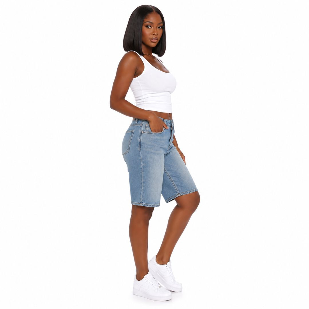 Premium Denim Knee Length Shorts